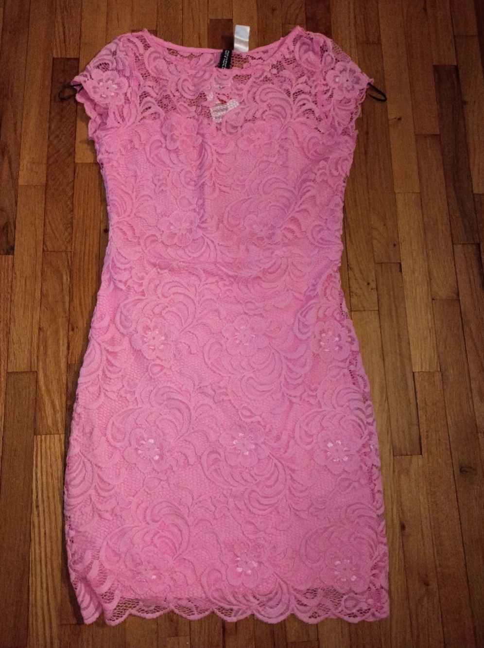 Divided Pink Floral Lace Mini Dress